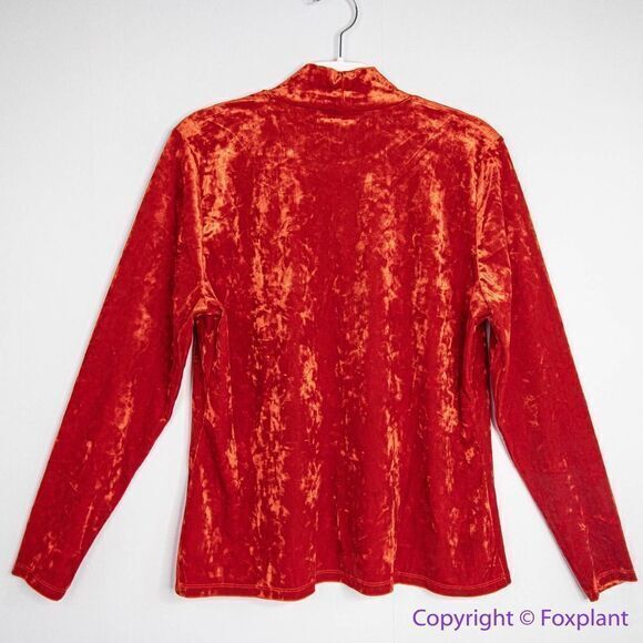 NEW Eloquii Crushed Velvet Mock Neck Top in red,‎ 18/20 - Picture 8 of 16